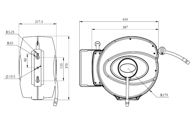 Hose reel • 3/8 x 10m PUR hose • MEMIDOS