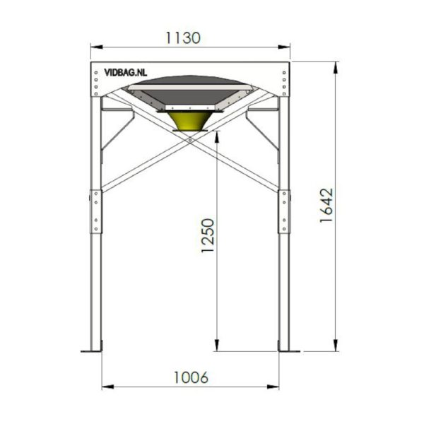 Vidbag Modulo SP Σταθμός απόρριψης ακίδων για bigbags. Σχέδιο με μετρήσεις