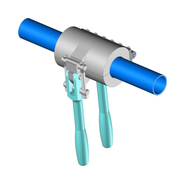 Primeira renderização do dispositivo de acoplamento de tubos Upcom