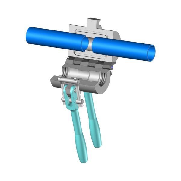 Second 3D render of the Upcom pipe coupling device