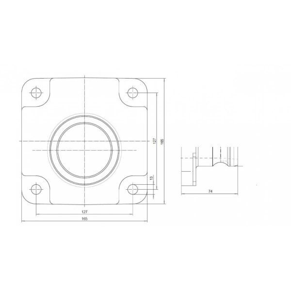 Сферичен вентил фланец DN100 / Camlock мъжки DN80 чертеж