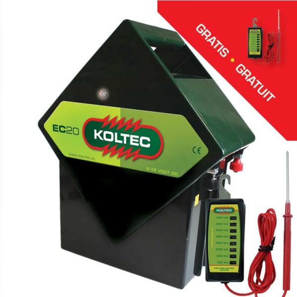 Koltec EC20 kraftig allsidig batteridrevet elektrisk gjerdeenhet.