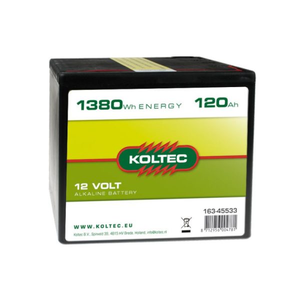 Bateria Koltec alcalina de 12 Volts, 1380 Wh, 120 Ah