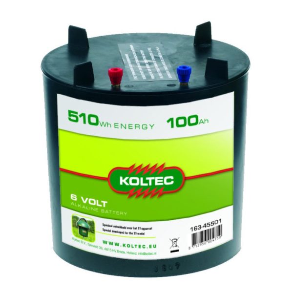 Koltec alkaline batterij rond 6 Volt, 510 Wh, 100 Ah