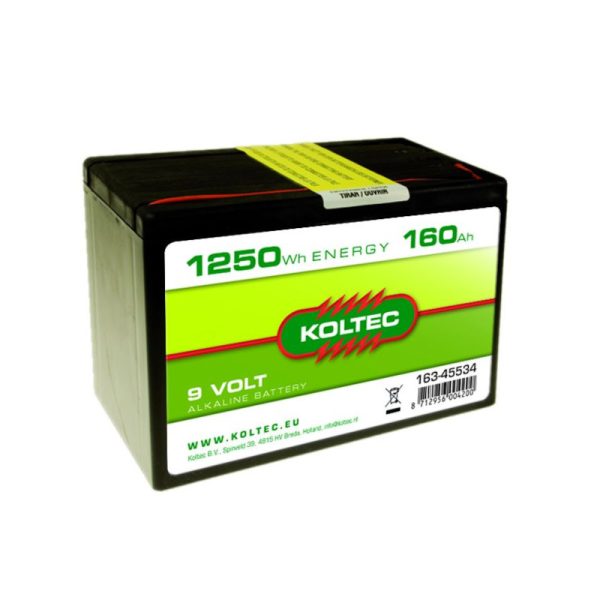 Koltec Battery alkaline 9 Volt, 1250 Wh, 160 Ah