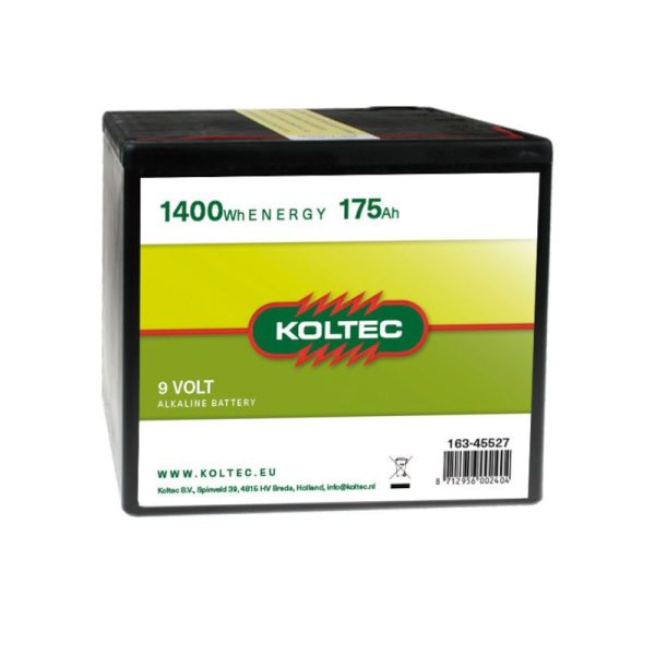 Koltec Battery alkalisk 9 Volt, 1400 Wh, 175 Ah