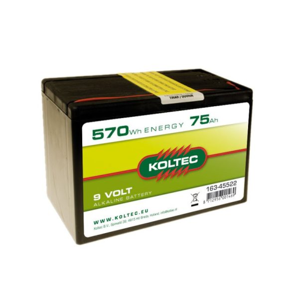 Алкална батерия Koltec 9 V, 570 Wh, 75 Ah