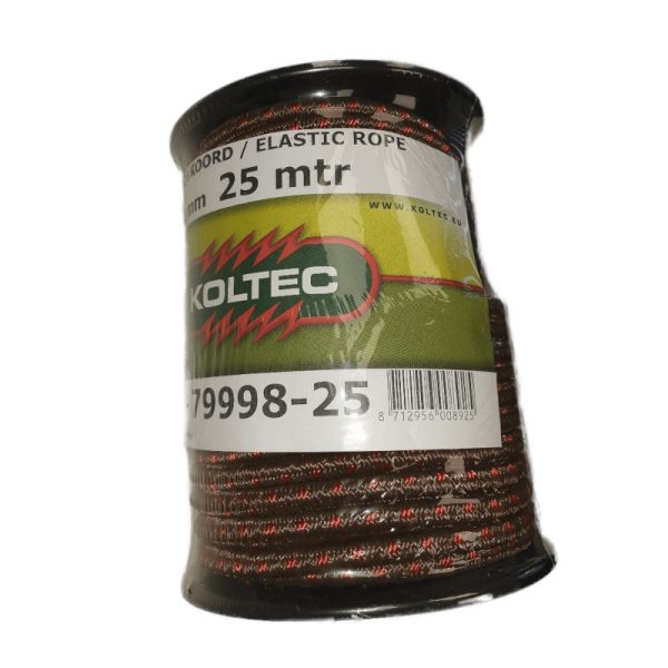 Koltec 6 mm cuerda elástica para cerca eléctrica 25 metros, marrón/rojo