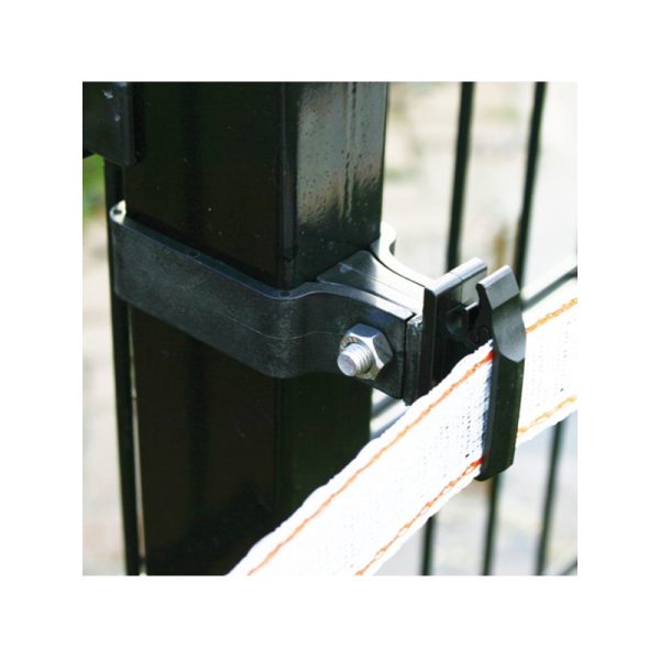 Izolátor plotové pásky Koltec pro sloupky krátký, 60*40 mm lze použít pro dráty a šňůry, délka je 8 cm.
