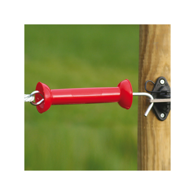 Koltec • Gate handle for electric fence • Stainless steel, Red