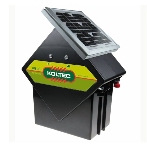 Koltec elektrisk solcellehegnsgenerator HS75+5 Watt med 5 års garanti