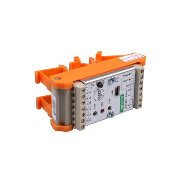 WObit WDT11-U transducer/signalbehandlare för trådtöjningsgivare med 0-10V utgång och RS485 gränssnitt.