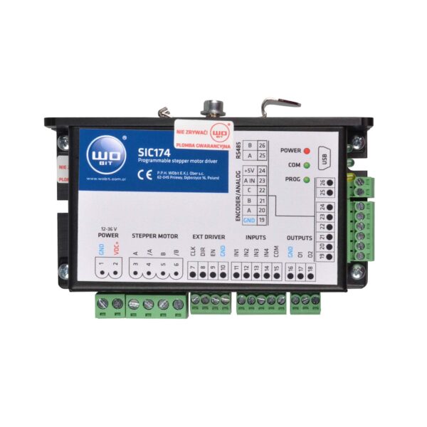 WObit SIC174 Programmable stepper motor controller - visão geral dos terminais