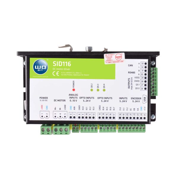 WObit SID116 DC motor driver, 16A, terminal overview