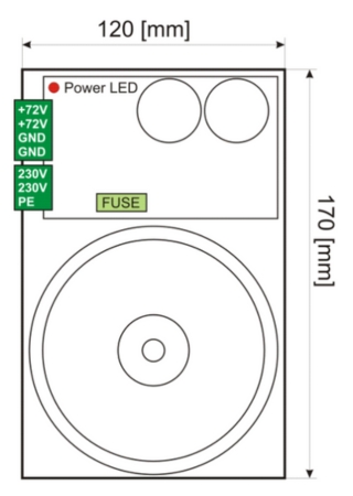 Dimensiones de la fuente de alimentación WObit ZN300-L-SS 72V/4A