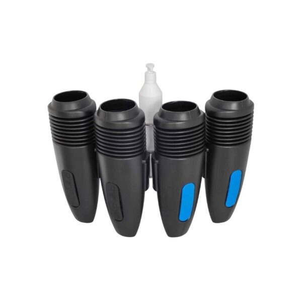 Conjunto de Vacuumizer duplos GloVac com etiquetas de cor azul e preta para limpeza industrial