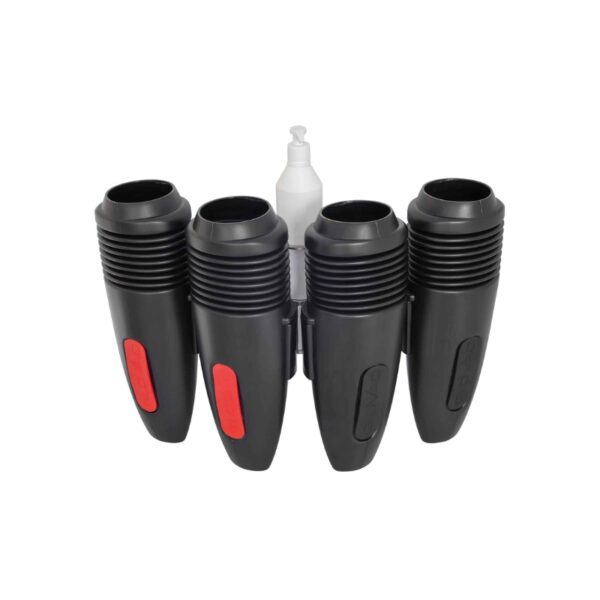 Endüstri temizliği için kırmızı ve siyah renkli etiketlere sahip GloVac çift Vacuumizer seti
