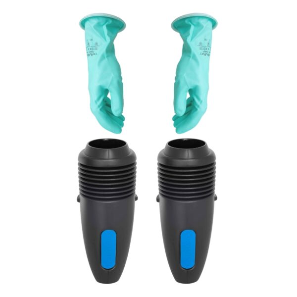 GloVac Handschuhe und blauer Vacuumizer mit Magneten
