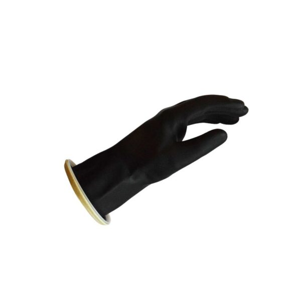 Glovac 0,8mm svarte latex beskyttelseshansker med dryppstoppring