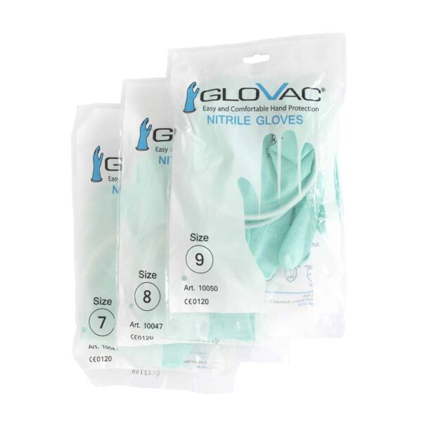 Pack of 0,4 mm GloVac protective glove of nitrile with dripstop for GloVac Vacuumizer