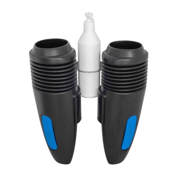 Blauwe GloVac Vacuumizer set met dispenser voor ontsmettingsmiddel