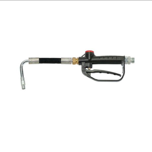 Pistola per l'erogazione di olio con prolunga rigida piegata a 80°, ugello antigoccia, girello da 1/2" BSP