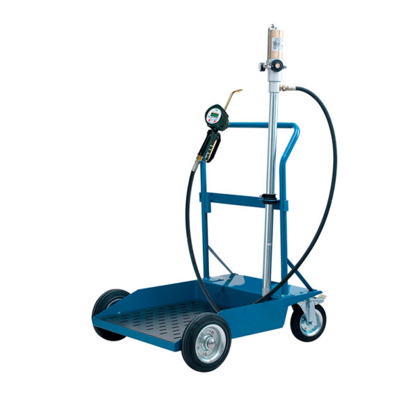 Mobile pneumatic oil dispensing kit for 208 l drums with heavy duty bigger wheels trolley
