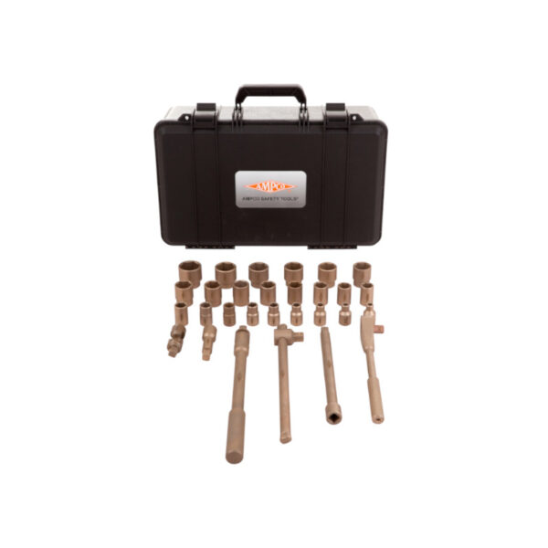 Набор торцевых ключей AMPCO Safety Tools 6 точек с приводом 1/2'' с 29 деталями из алюминиевой бронзы (AlBz)