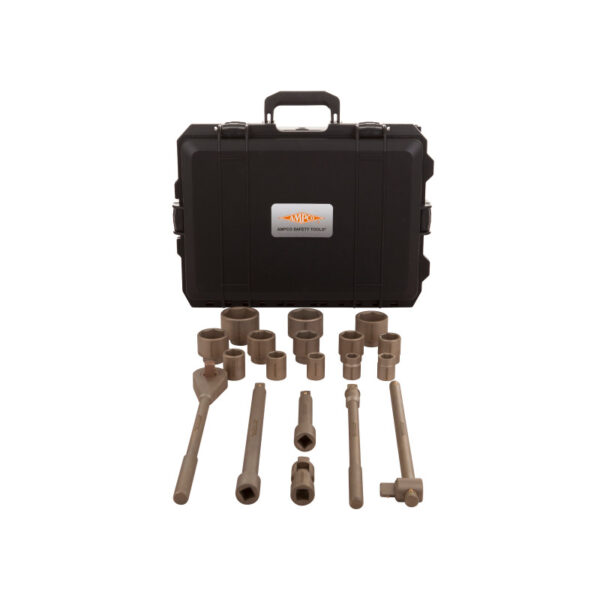 AMPCO Safety Tools Juego de llaves de vaso de 6 puntas y accionamiento de 3/4' con 19 piezas de bronce al aluminio (AlBz)