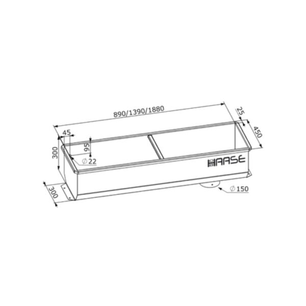 Haase Drinking Trough type AS. Floor mounted. Sketch with measurements