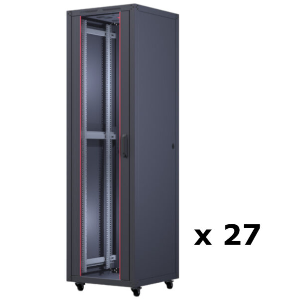 Upcom, Basicline 19" Free Standing Cabinet, черный, внутренняя серверная стойка, 600x600, 27 шт,