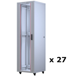 Upcom, Basicline 19" Free Standing Cabinet, grey, indoor server rack, 600x600, 27 pcs,