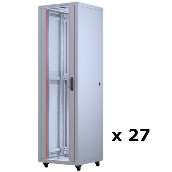Upcom, Basicline 19" Free Standing Cabinet, серый, внутренняя серверная стойка, 600x600, 27 шт,