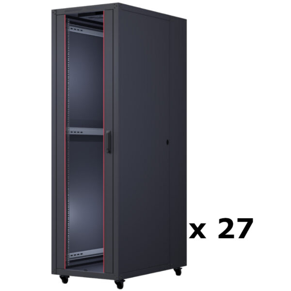 Upcom, Basicline 19" Free Standing Cabinet, black, indoor server rack, 600x1000, 27 pcs