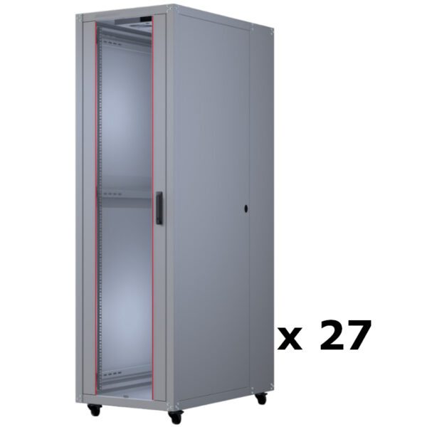 Upcom, Basicline 19" Free Standing Cabinet, grey, indoor server rack, 600x1000, 27 pcs,