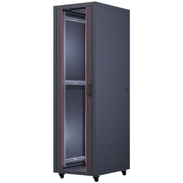 Upcom, Basicline 19" fristående skåp, svart, serverrack för inomhusbruk, 600x800