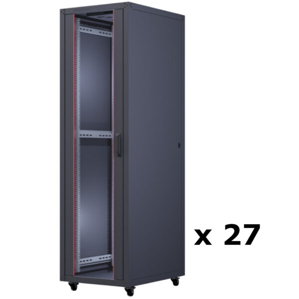 Upcom, Basicline 19" Free Standing Cabinet, black, indoor server rack, 600x800, 27 pcs,