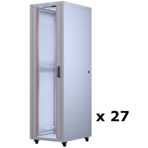 Upcom, Basicline 19" Free Standing Cabinet, grey, indoor server rack, 600x800, 27 pcs,