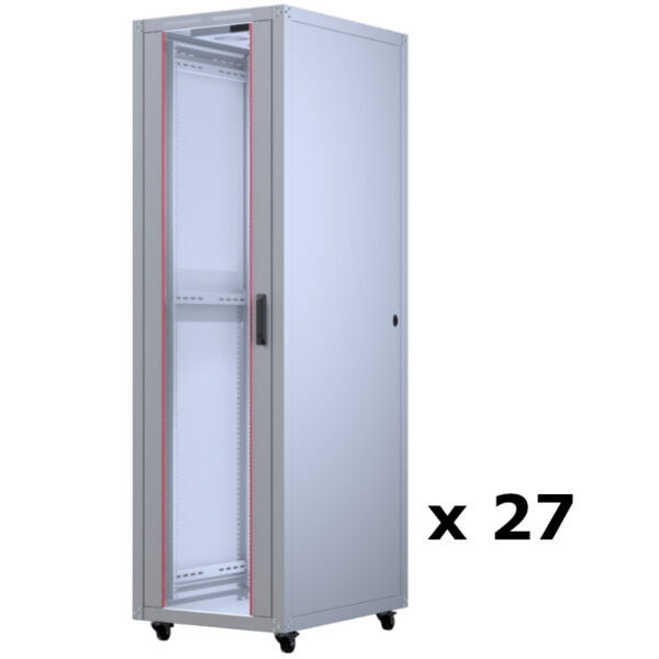 Upcom, Basicline 19" Free Standing Cabinet, grey, indoor server rack, 600x800, 27 pcs,