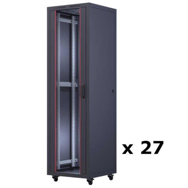 Upcom, 27 Stück, Oxoline 19" Freistehender Schrank, schwarz, Serverschrank für den Innenbereich, 600x600