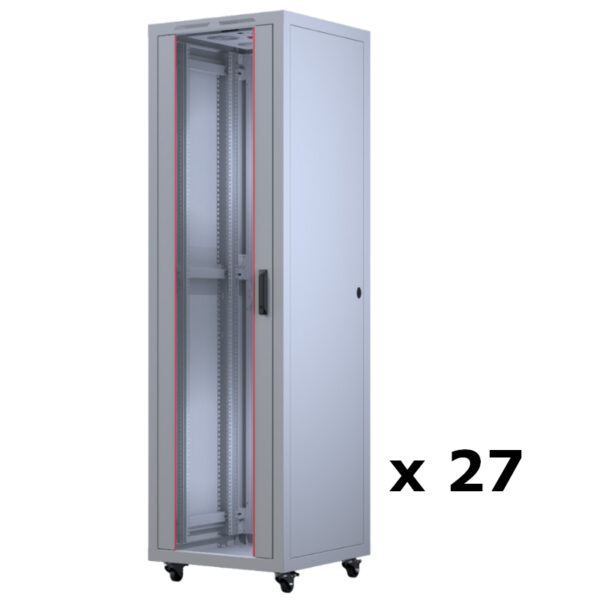 Upcom, 27 Stück, Oxoline 19" Freistehender Schrank, grau, Serverschrank für Innenräume, 600x600