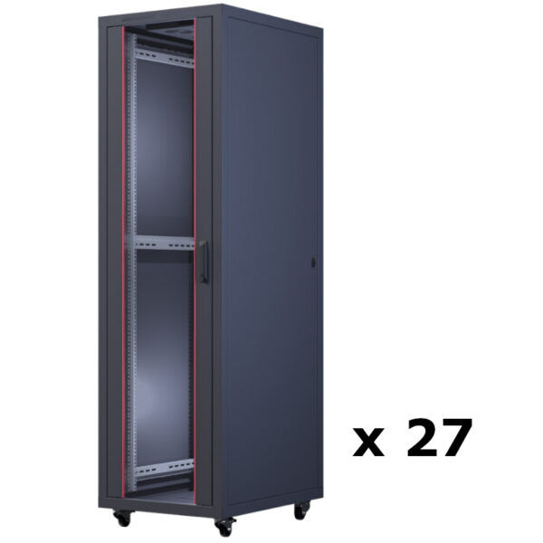 Upcom, 27 pcs, Oxoline 19" Free Standing Cabinet, black, indoor server rack, 600x800