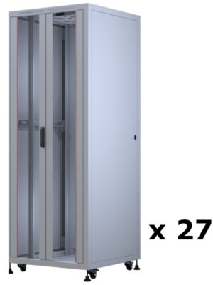 Upcom, 27 stk, Oxoline 19" frittstående skap, grå, innendørs serverrack, 800x800