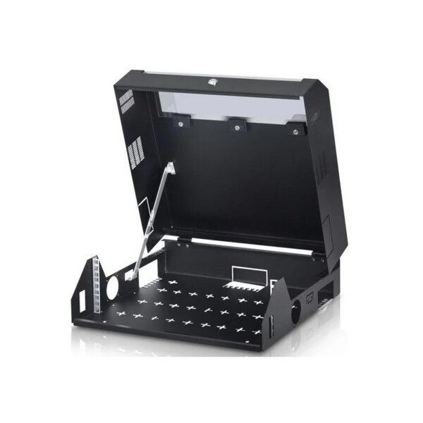 Upcom Slimrack 19'', Wandhängeschrank, schwarz, offener Schrank, Innenansicht