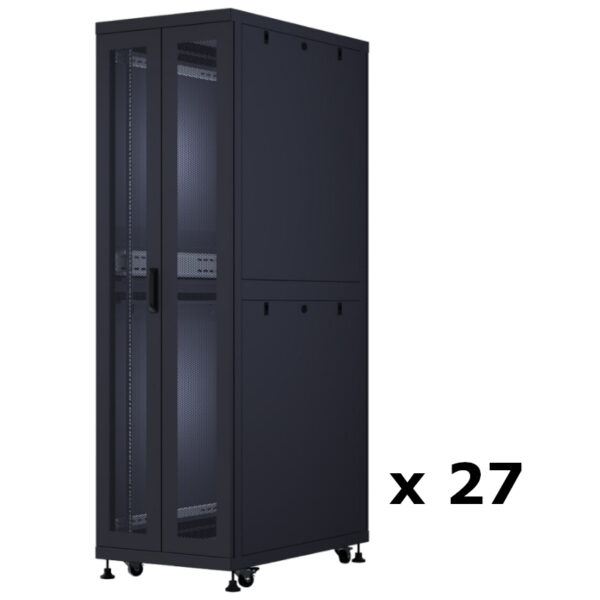 Upcom, Серверный шкаф 19" Free Standing Cabinet, черный, внутренняя серверная стойка, 600x1000, 27 шт,