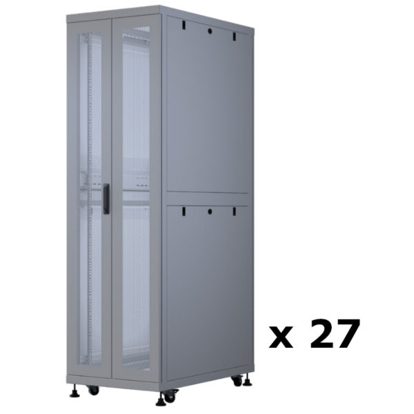 Upcom, Серверный шкаф 19" Free Standing Cabinet, серый, внутренняя серверная стойка, 600x1000, 27 шт,