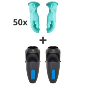 Juego completo GloVac con 50 pares de guantes de 0,3 mm y juego Vacuumizer