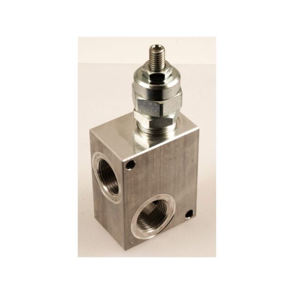 Pressure relief valve, 80 LPM 20-260 BAR, aluminium manifold, 34 BSP