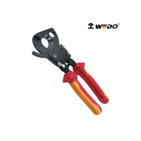 Tagliacavi a cricchetto isolato di alta qualità WEDO VDE 1000V, SKU WEDO8553, realizzato in resistente acciaio Cr-V per tagli di precisione.