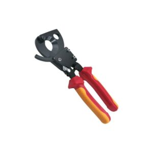WEDO Tagliacavi a cricchetto isolato VDE 1000V, acciaio Cr-V, design ergonomico, sicuro per lavori elettrici sotto tensione.